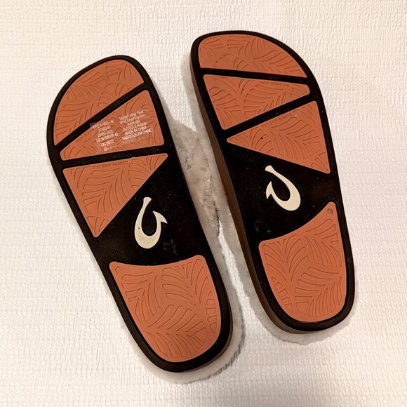 OLUKAI Kipe'a Heu Wool Shearling Fuzzy Slipper Sandals 10 Fuzzy Soft All-Year - Picture 10 of 12